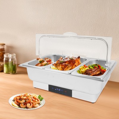9L Elektrischer Chafing Dish Für Buffet Mit Drei Fächern Edelstahl Buffetwärmer