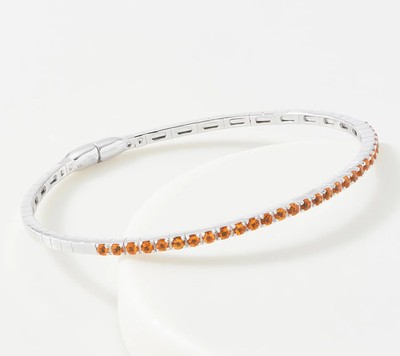 Affinity Gems Citrine Bangle Bracelet, 1.00 cttw, Sterling Silver, 8''