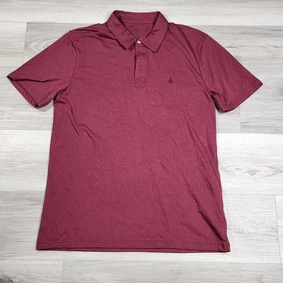 Volcom Polo Men's Medium Burgundy Short Sleeve New