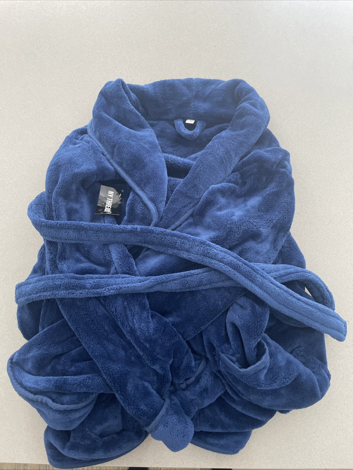 Men’s Bath Robe Collar  Bathrobe  NY Threads Blue L/XL New with tags 