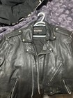 VTG 70s Leather Car Coat Jacket Black Contrast Stitch Wide Lapel Retro Mod L/XL — photo 1