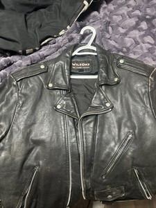 VTG 70s Leather Car Coat Jacket Black Contrast Stitch Wide Lapel Retro Mod L/XL