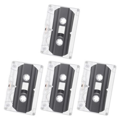 4Pcs 30 Minute Blank Audio Cassette Tapes Reusable Black Plastic for Recording