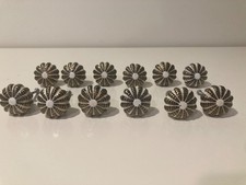 Drawer Knobs / Cabinet Pulls, Long Bolt Stems, Set 12, Scalloped Hand-Painted