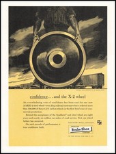 1956 American Brake Shoe Steel Wheel B. Russell Smith Wood Engraved Art Print Ad