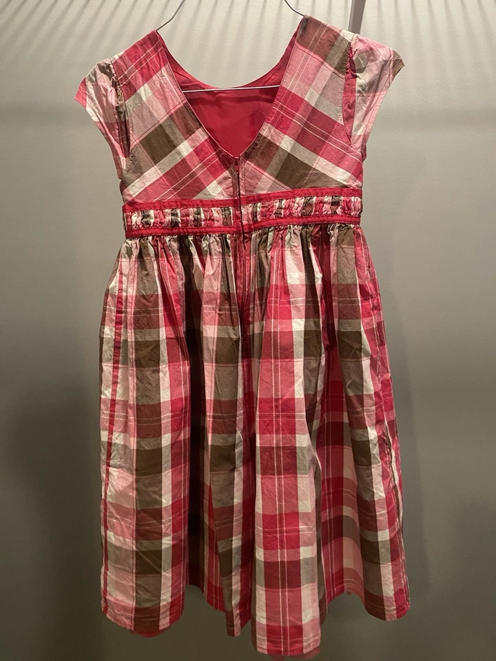 Vestido Gymboree Cuadros Rosa Marrón Magenta Línea A 9 Poco Uso Excelente Estado Foto 2 de 3