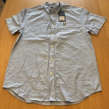 Image of Lyle and Scott SW1304VOG Oxford Shirt Short Sleeve Blue Medium BNWT