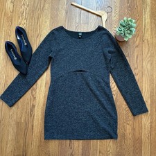 Wild Fable Charcoal Gray Cutout Long Sleeve Sweater Dress SIZE LARGE