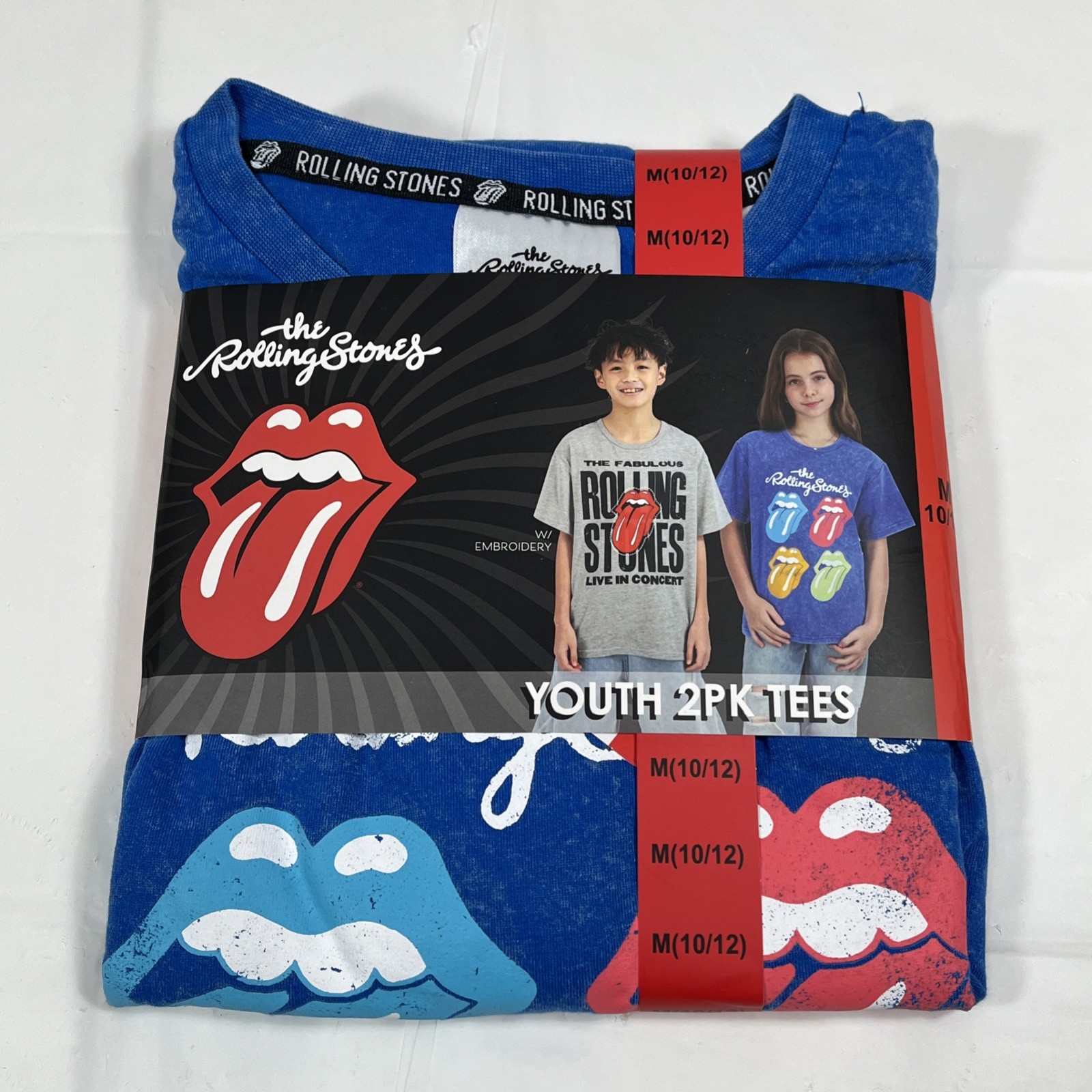 2-Pack The Rolling Stones Graphic Tees, Unisex Youth Kids Sz Medium 10/12, NEW-image