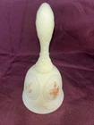 Fenton Bell Uranium Satin Glass Hand Painted Roses On Custard Medallion C Evans