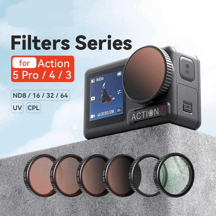 Snap On ND Filter Set UV CPL Lens Filter HD Optical Glass for DJI Action5Pro/4/3 - Image 4 of 4