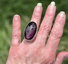 Vintage 925 Sterling Silver HUGE Oval Cut Large Amethyst Statement Ring Size 6