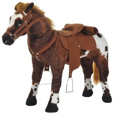 Qaba Ride On Horse for Toddlers 3-5, with Neighing and Galloping Sound, Brown