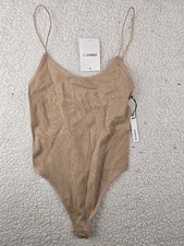 NWT FOREVER 21 Size Medium Women's Beige Ribbed Cami Tank Top Bodysuit