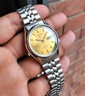 Seiko Golden Two Tone Textured Sunburst Retro Ultra Rare Vintage Auto JDM OEM