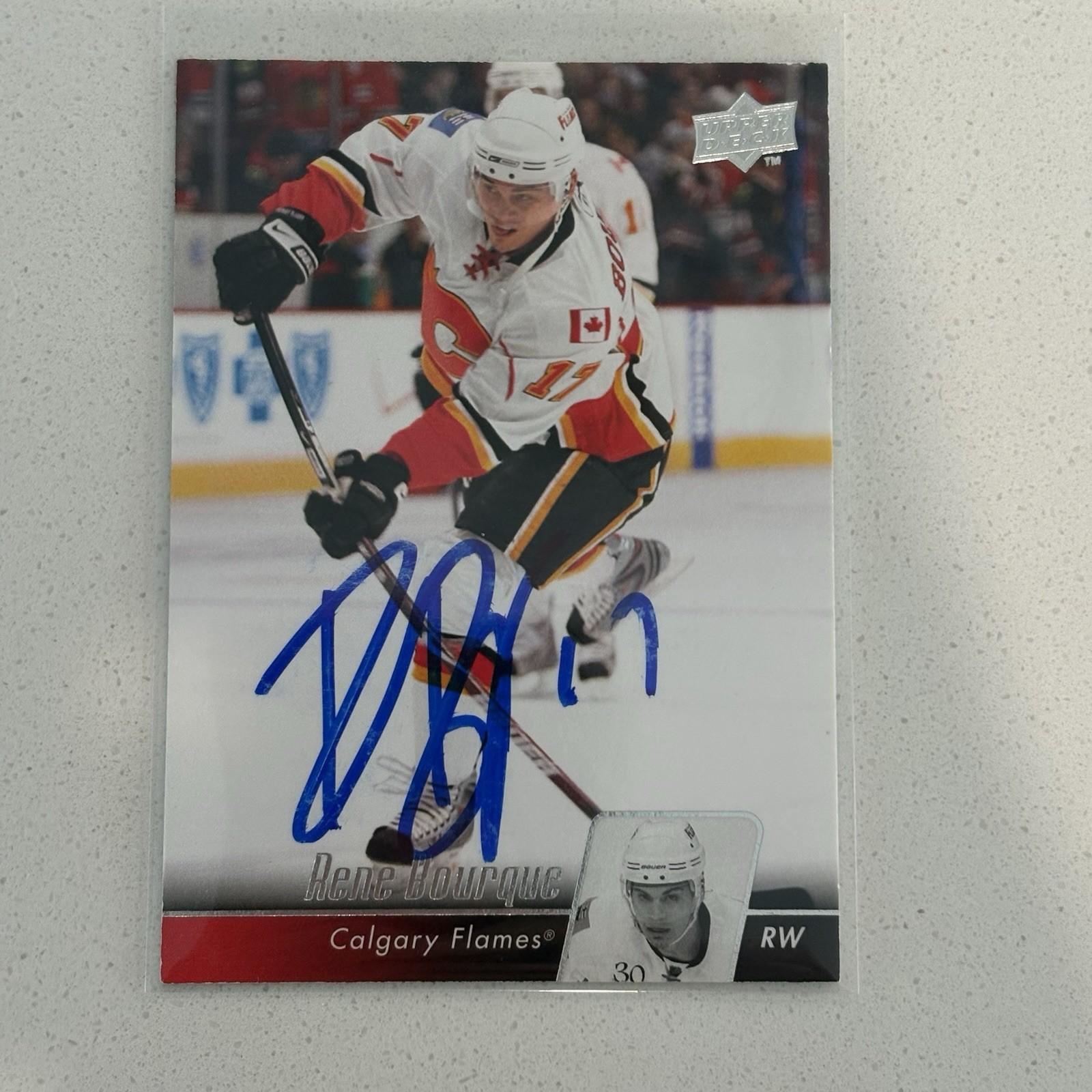 2010-11 Upper Deck #171 Rene Bourque Auto Autograph Signed Calgary Flames