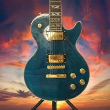 Blue Flame Maple Neck L P Electric Guitar HH Mahogany Body Rosewood Fretboard