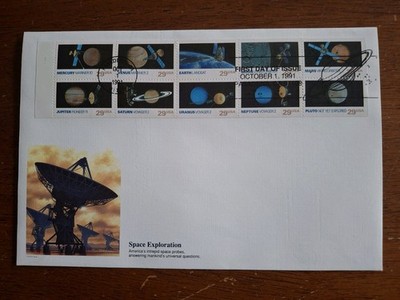 THE PLANETS SPACE EXPLORATION COMPLETE SET 10 STAMPS 1991 FLEETWOOD CACHET FDC