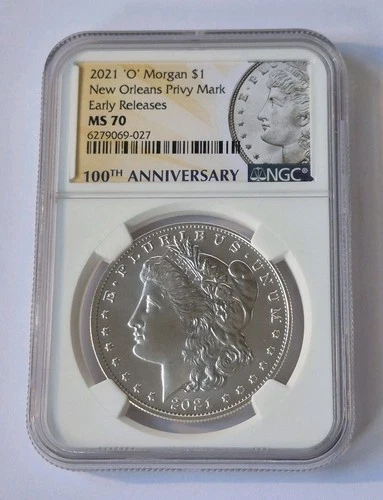 2021 O Morgan Silver Dollar NGC MS70 Early Releases 100th Anniversary Coin