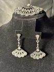 New ListingVintage Art Deco Silver Rhinestone Earrings & Brooch Jewelry Set for Women