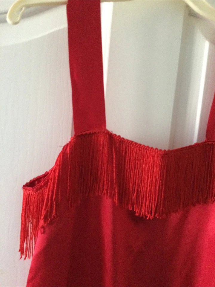 Roaring Twenties Adult Flapper Dress Fringe Red Gatsby Halloween Costume L READ - Image 3 of 4
