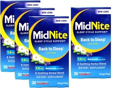 MidNite Sleep Cycle Support Back to Low Dose 30 Count Pack of 4 