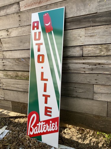 Antique Vintage Old Style Auto Lite Batteries Gas Oil Sign - Picture 2 of 6