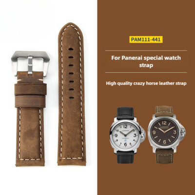 Brushed Crazy Horse Leather Watch band Strap18 20 22 24mm for Panerai PAM111 441