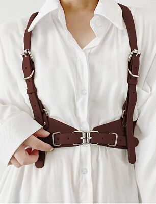 3687 Women Harness Waist Belt Body Chain Wide Elastic Rave Halloween BODIY Plus Size Leather Harness Belt Wide Waist Belt PU  main image 2