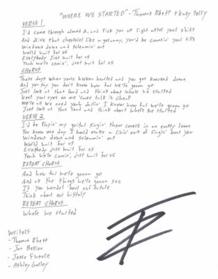 Thomas Rhett Signed Autograph 5.5''x7'' Where We Started Lyric Sheet - Tangled Up