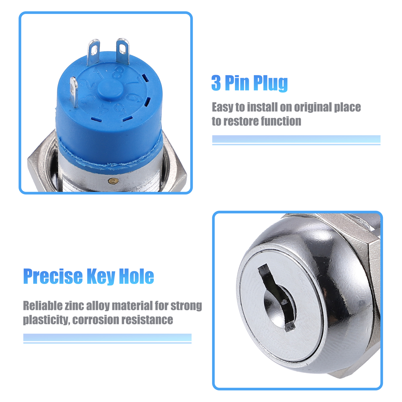 Pack of 1 For Mobility Scooter Ignition Starter On Off Switch Lock w/ 4 ...