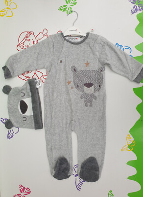 Strampler Overall mit Mütze Teddybär 2-teilig Größe 74/80