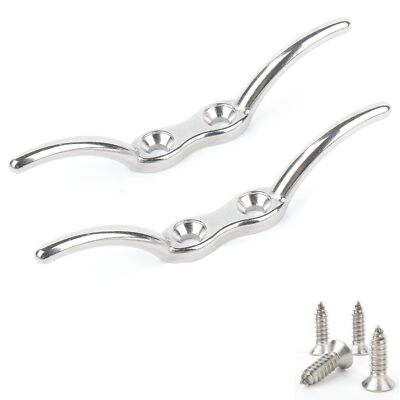 2 Pcs 6 Inch Stainless Steel Rope Cleat Marine Boat Deck Flag Pole Cleat