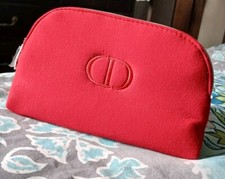 Dior Beauty Red Makeup Bag Clutch Zipper Soft Bag with CD Logo