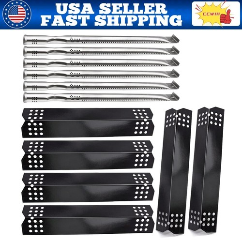 MONIBAQ Grill-Ersatzteile Für Nexgrill – 6x Flammen-Tamer + 6x Brennerrohre, Für 720-0896, 720-0882A, 720-0925 U.a. – Porzellanstahl & Edelstahl