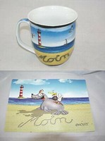 HöSti Becher Und FrüHstüCksbrett Als Set. Moin Mit Robbe, MöWe, Wattwurm
