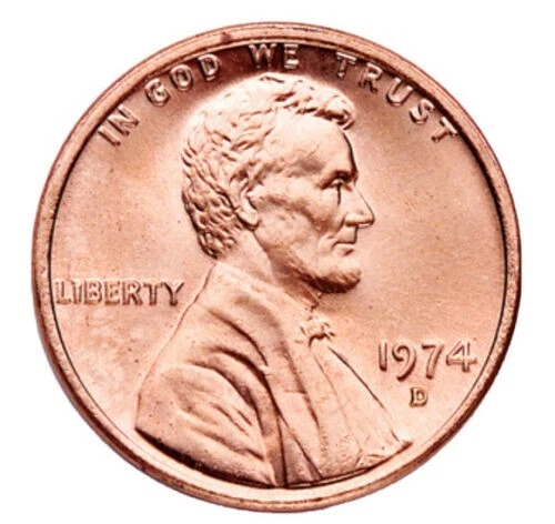 1974-D US Lincoln Memorial Cent RED BU From Original Roll FREE S&H 1974D 8A