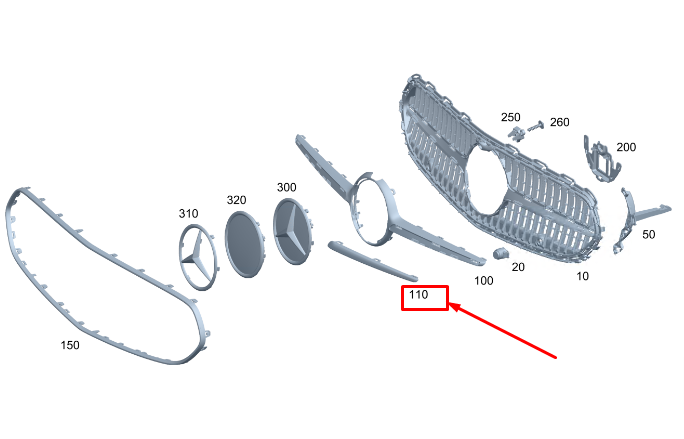 Neu MERCEDES-BENZ C W206 Kühlergrill-Zierleiste links A2068881500 Original