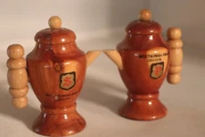 Vintage Wooden Tea Pot Salt and Pepper Shakers Multnomah falls Oregon 