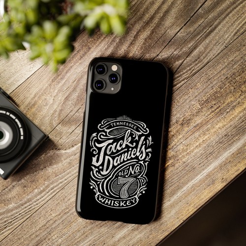 Black iPhone 15/14/13/12/11 Slim Case Jack Daniels Whiskey, Glossy - Picture 82 of 83