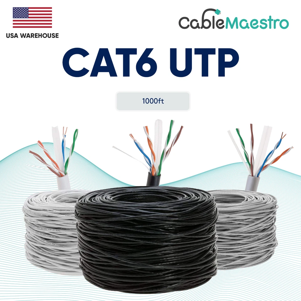 1000ft CAT6 Ethernet UTP Cable Network 23AWG RJ45 Solid CCA Pull Box - Image 2 of 4