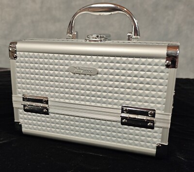 Joligrace Silver Makeup Train Case Cosmetic Box Jewelry