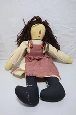 Beautiful Vtg 18" Rag Doll Happy & Sad Face Two Faces Handmade Raggedy Ann Style