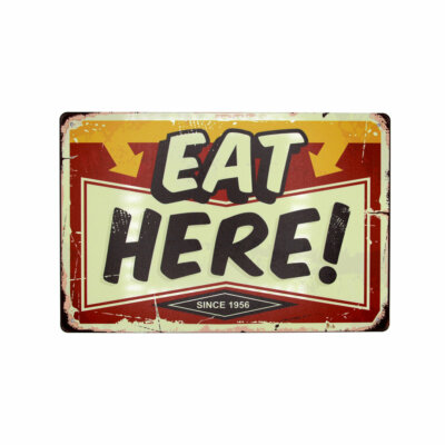 BLECHSCHILD ''EAT HERE'' KÜCHE RETRO