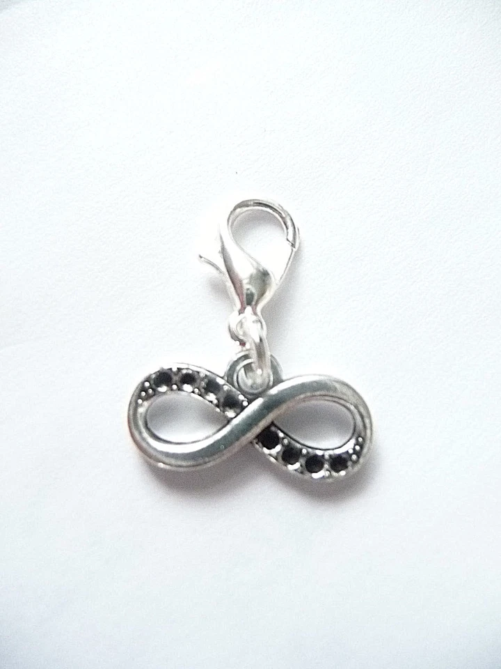 Charm Infinity Unendlichkeit silber schwarz Liebe Bettel Armband Kette Anhänger - Bild 3 von 4