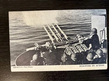 WWII US Navy Pom-Pom's in Action Official postcard anti-aircraft guns Naval