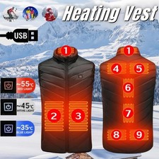 USB Heated Vest Smart Warm 9 Areas 3 Level Single Control for Men Women Winter