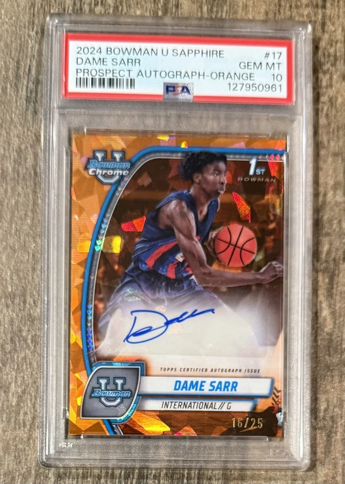 Dame Sarr Auto /25 PSA 10💎ORANGE REFRACTOR🎉DUKE LOTTERY PICK📈POP 3💥PERFECT - Image 3 of 4
