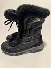 The North Face Girls Nuptse Winter Boots Faux Fur Black Puffer US 6