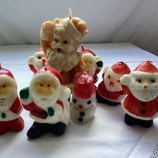 Vintage Candles Christmas Figurals Yellow Santa Not Self Standing